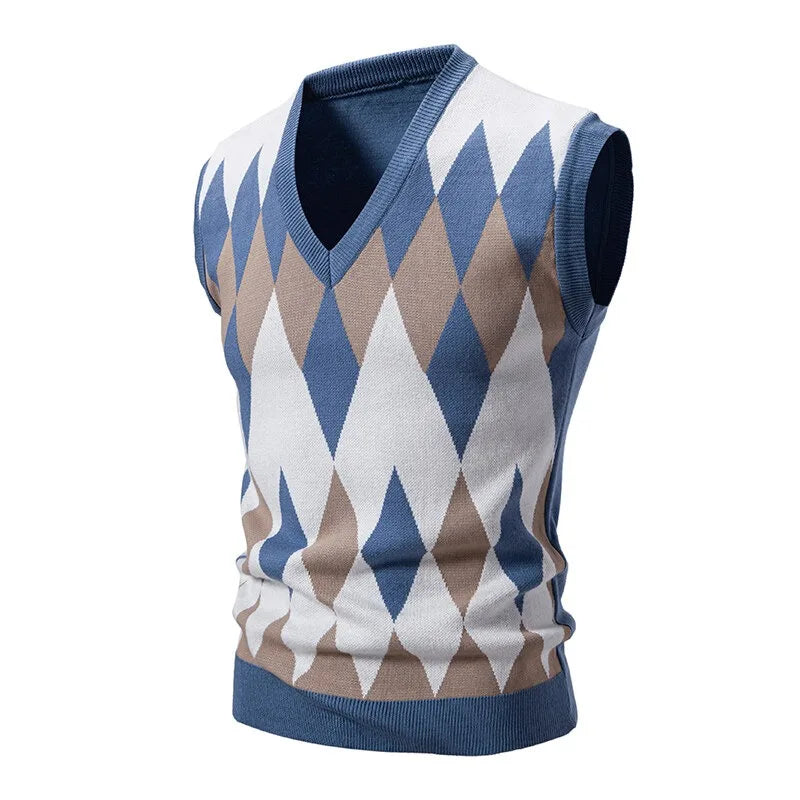 Arden Men's Harlequin argyle knit vest
