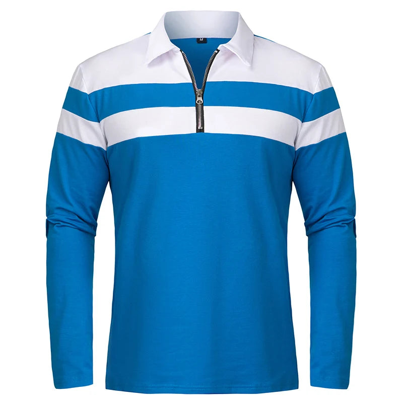 Arden Men's quarter zip long sleeve striped pullover polo