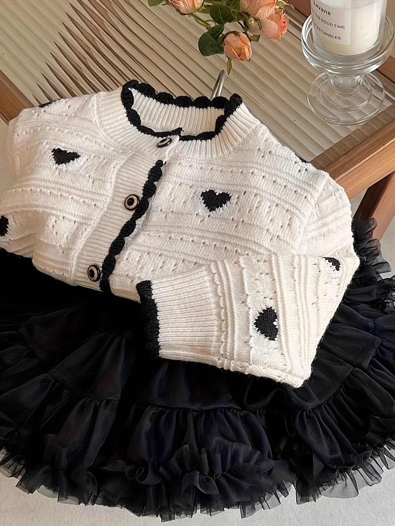 Vello Girl's heart knit cardigan