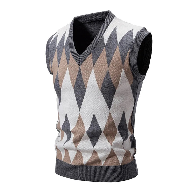 Arden Men's Harlequin argyle knit vest