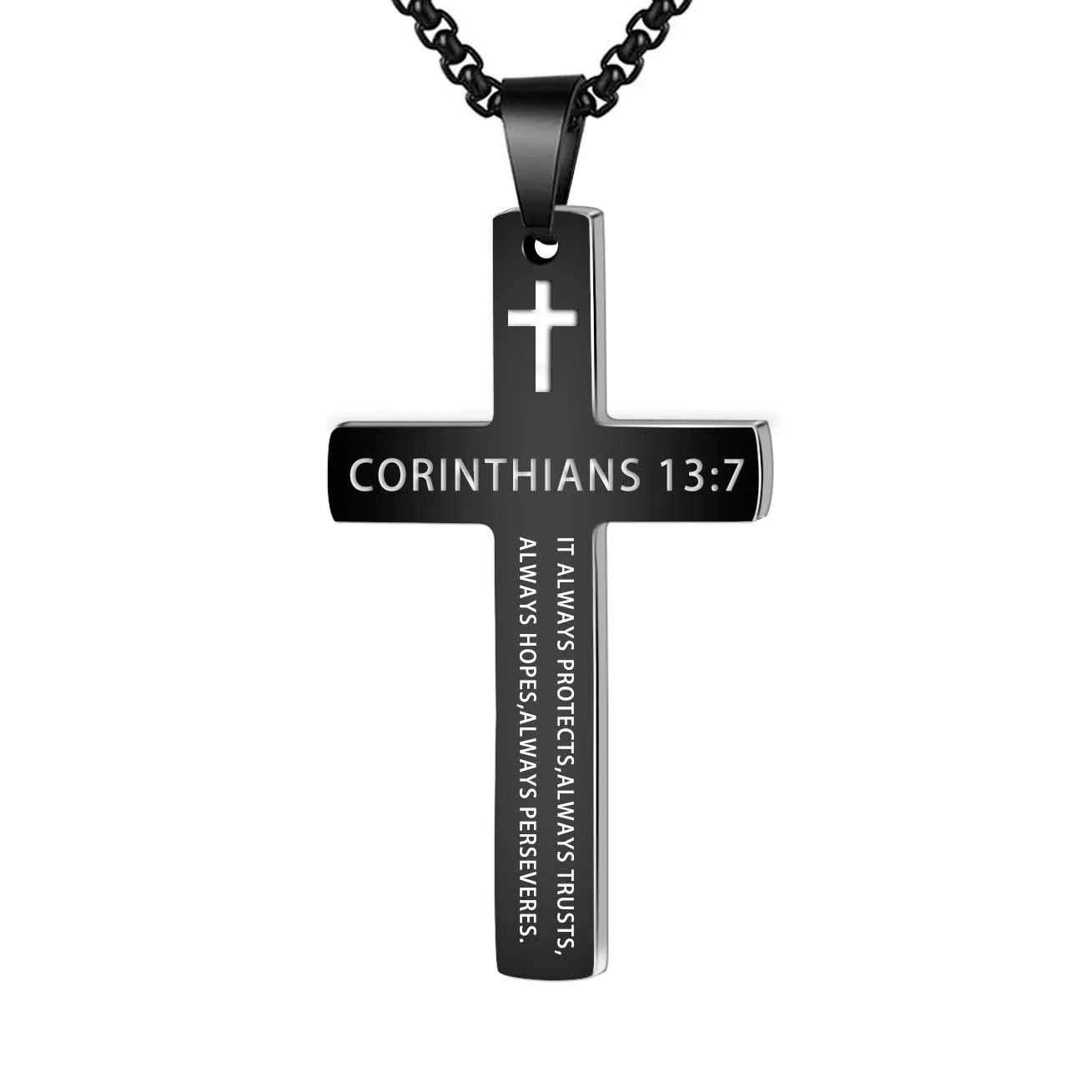 Valor Men's cross x scripture necklace