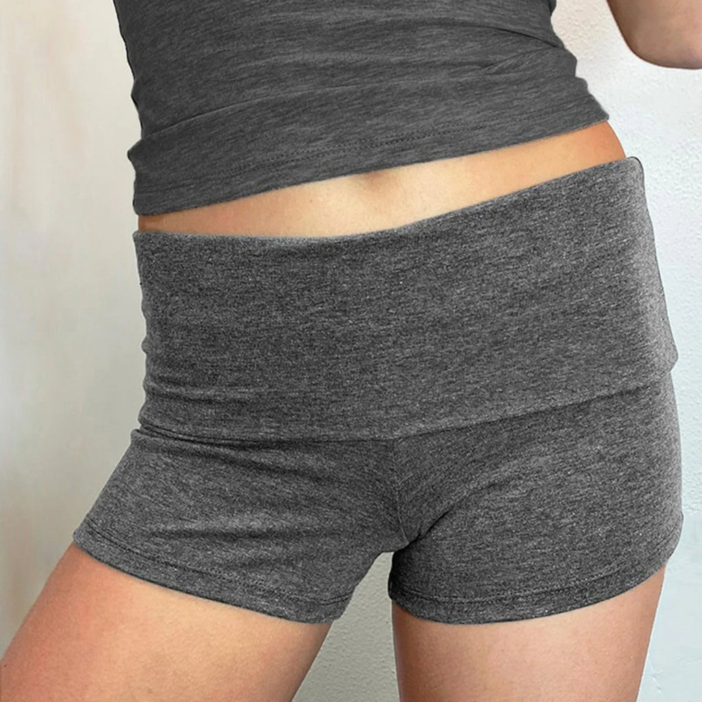 Lomi3 Women's Y2K solid folded lounge shorts