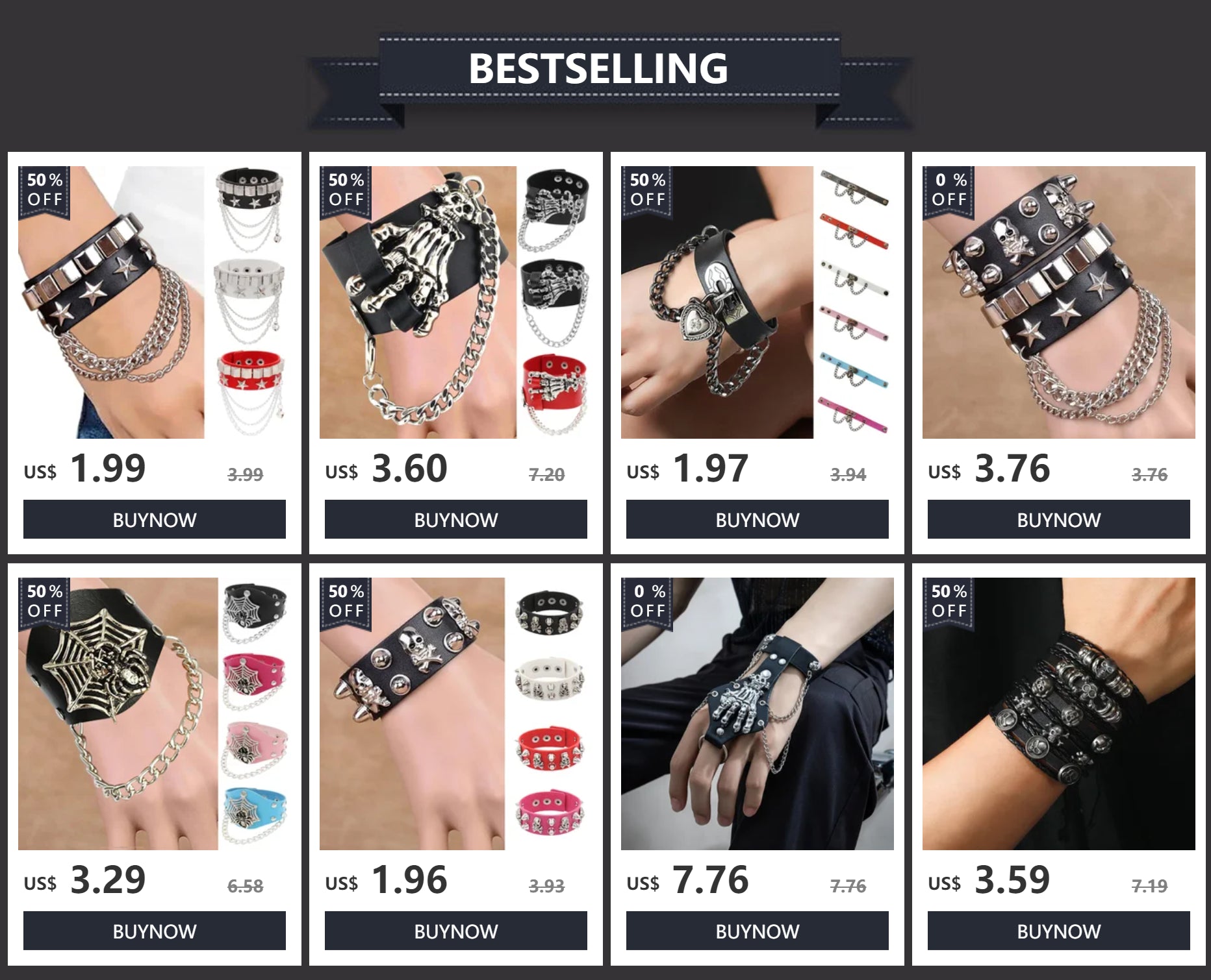 Lomi3 Women’s spiked punk bracelet