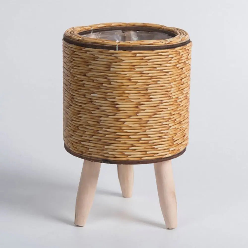 Cassora 1 Pc woven plant pot with wooden legs