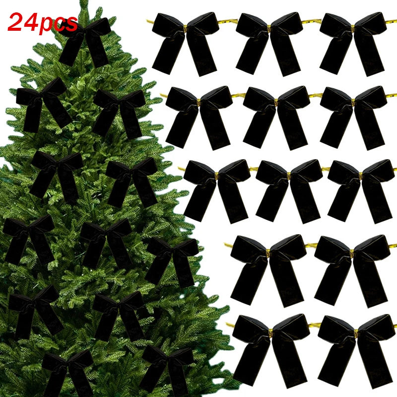 Hollyco Christmas tree 24 Pc velvet tree bow set