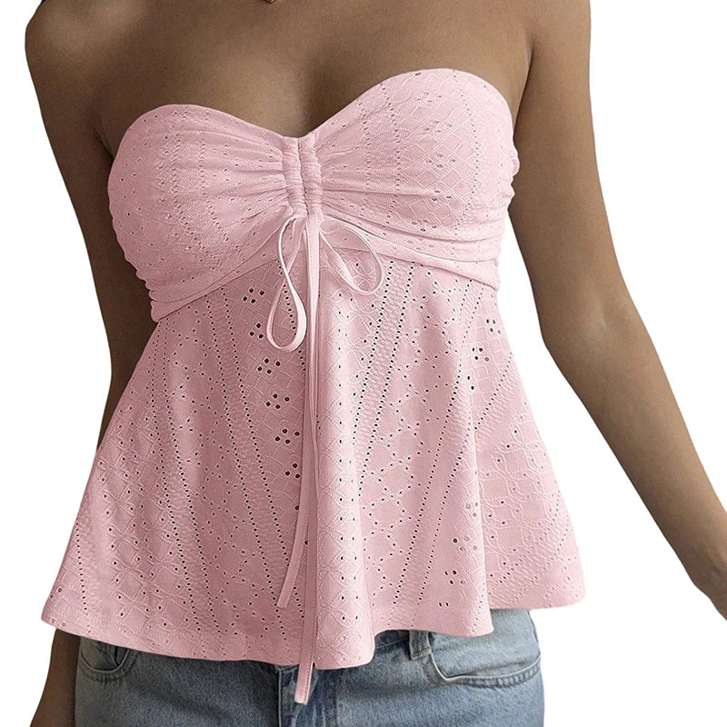 Sorelle Women's ruched flare tube top