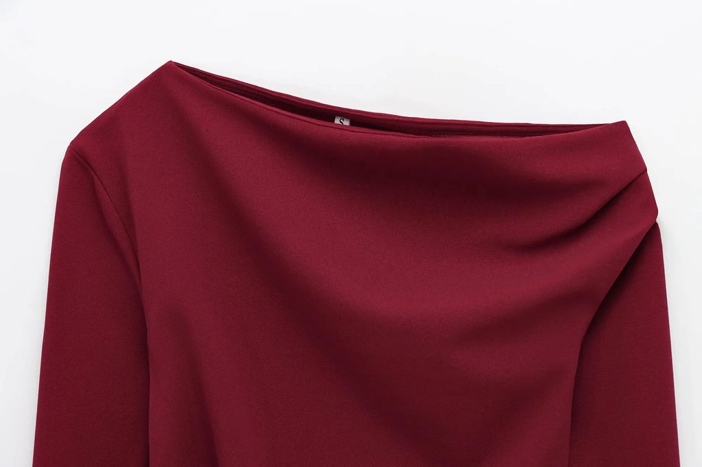 Sorelle Women's slanted shoulder ruched blouse