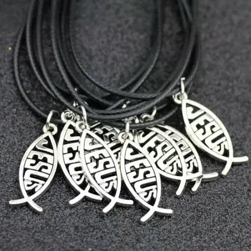 Valor 10 Pc bulk Jesus fish necklaces
