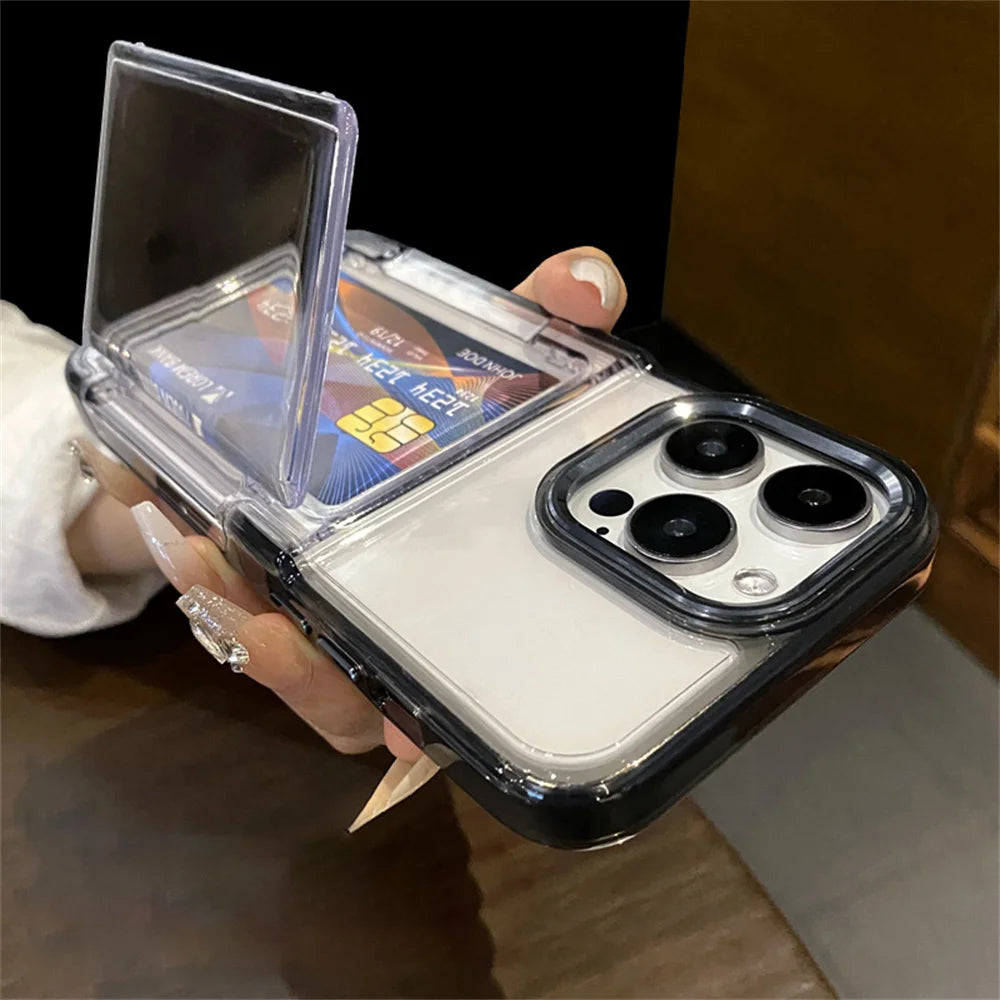 Nexa chrome trim transparent wallet iPhone case