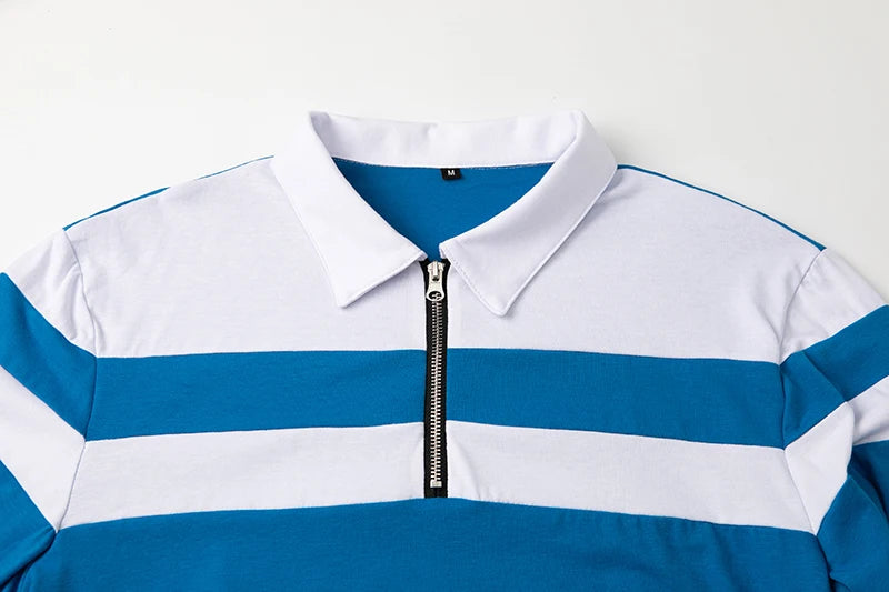 Arden Men's quarter zip long sleeve striped pullover polo