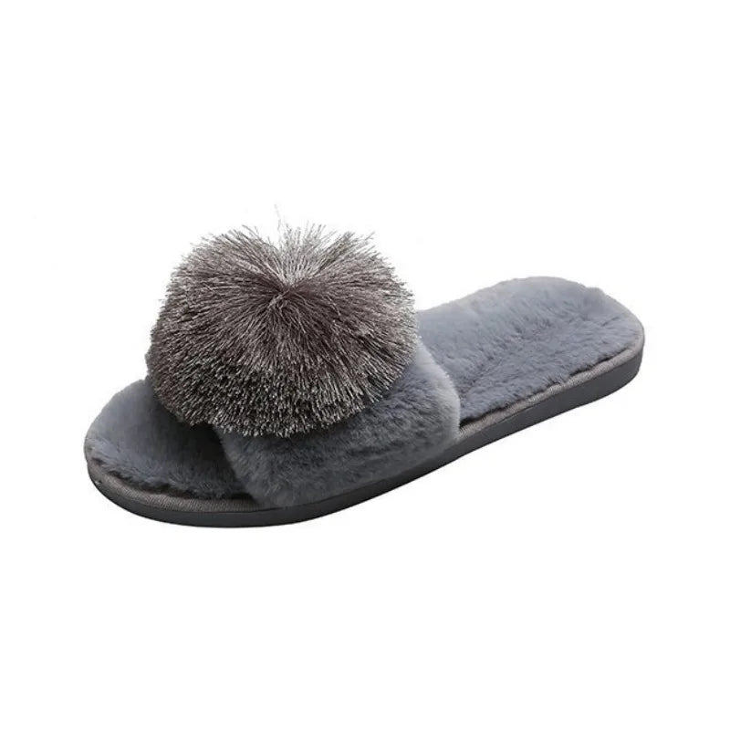 Veloura Women's fuzzy pom pom house slippers