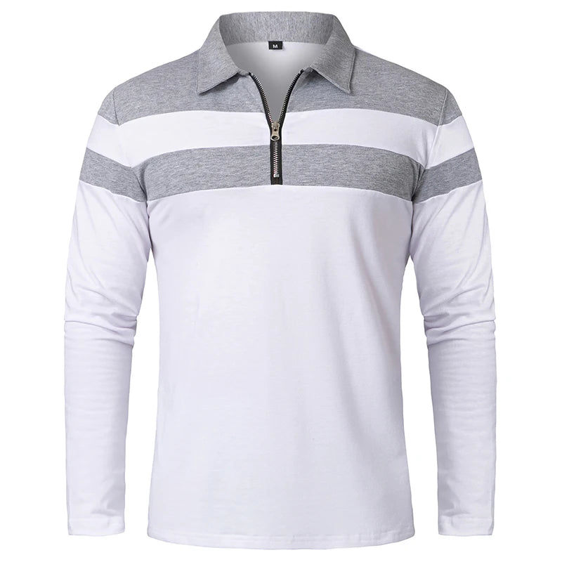 Arden Men's quarter zip long sleeve striped pullover polo