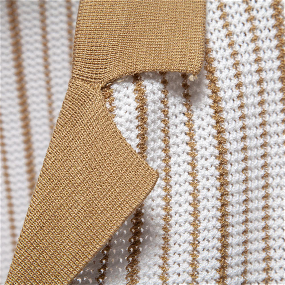 Arden Men's knit striped button down shirt