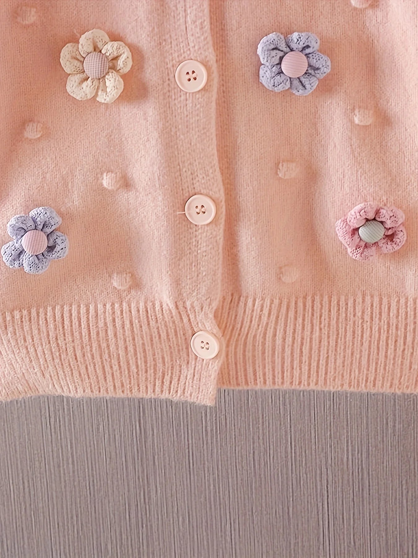 Vello Girls' 3D flower knit cardigan