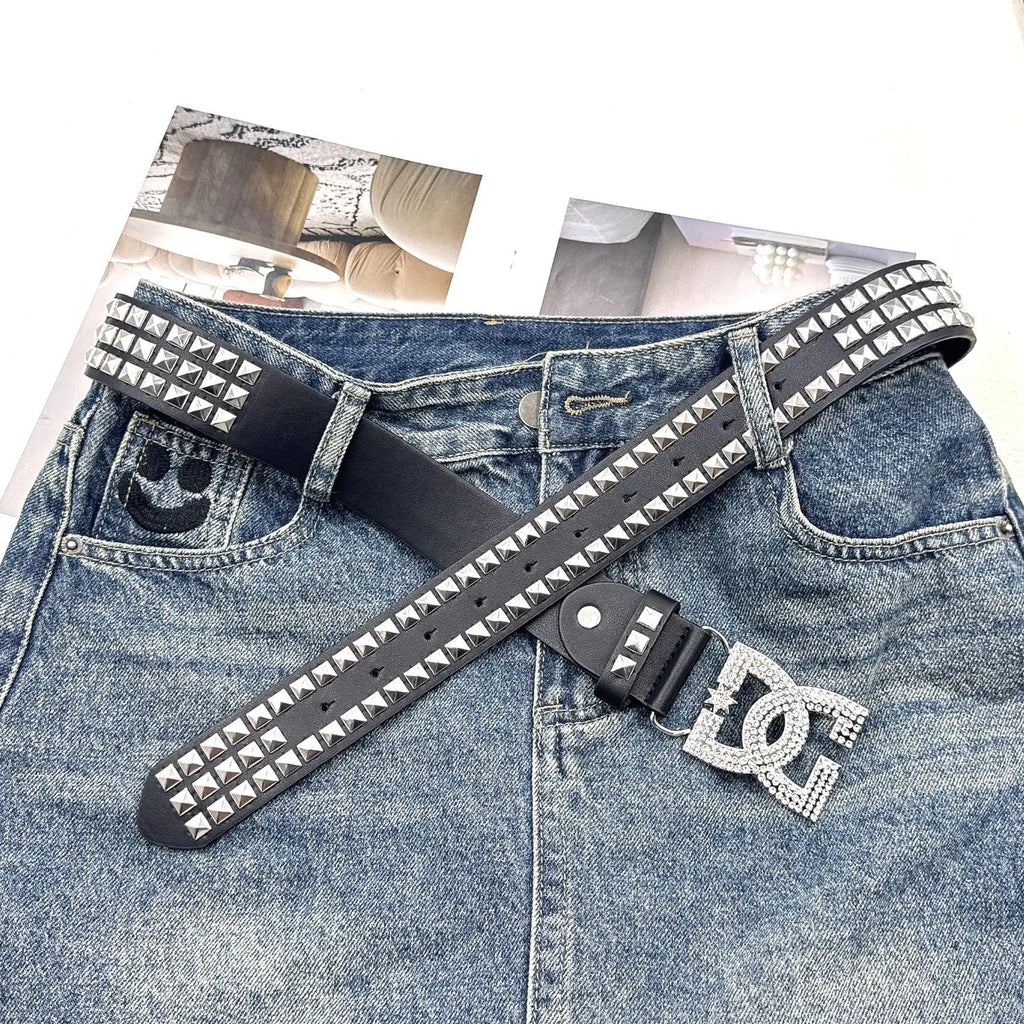 Lomi3 Women's Y2K studded bling DC belt