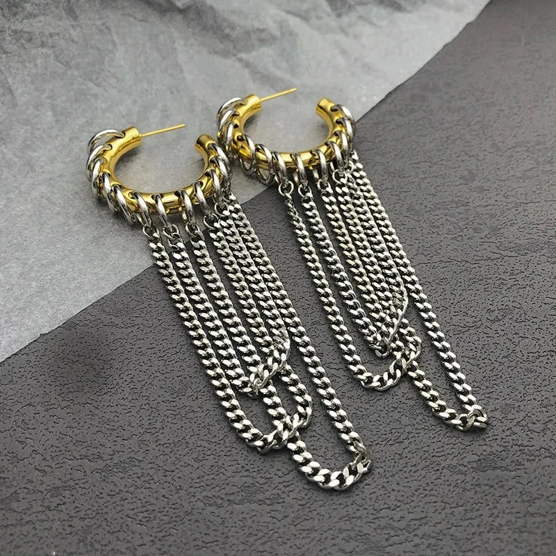 Nocturne Women's grunge multiloop chain earrings
