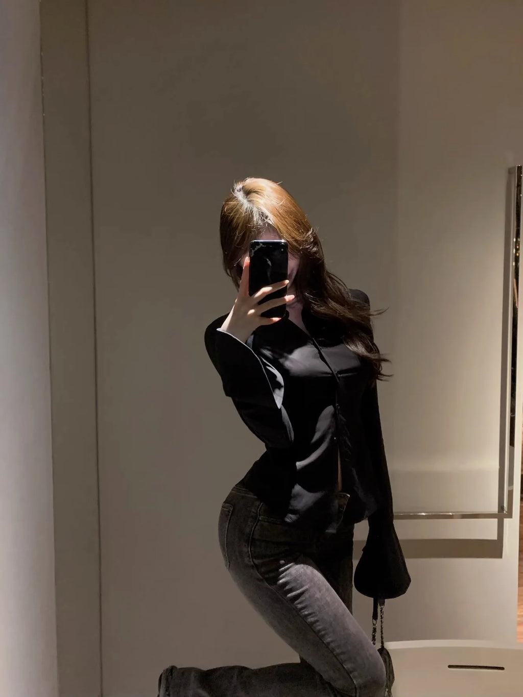 Sorelle Women's flare sleeve x corset back button down