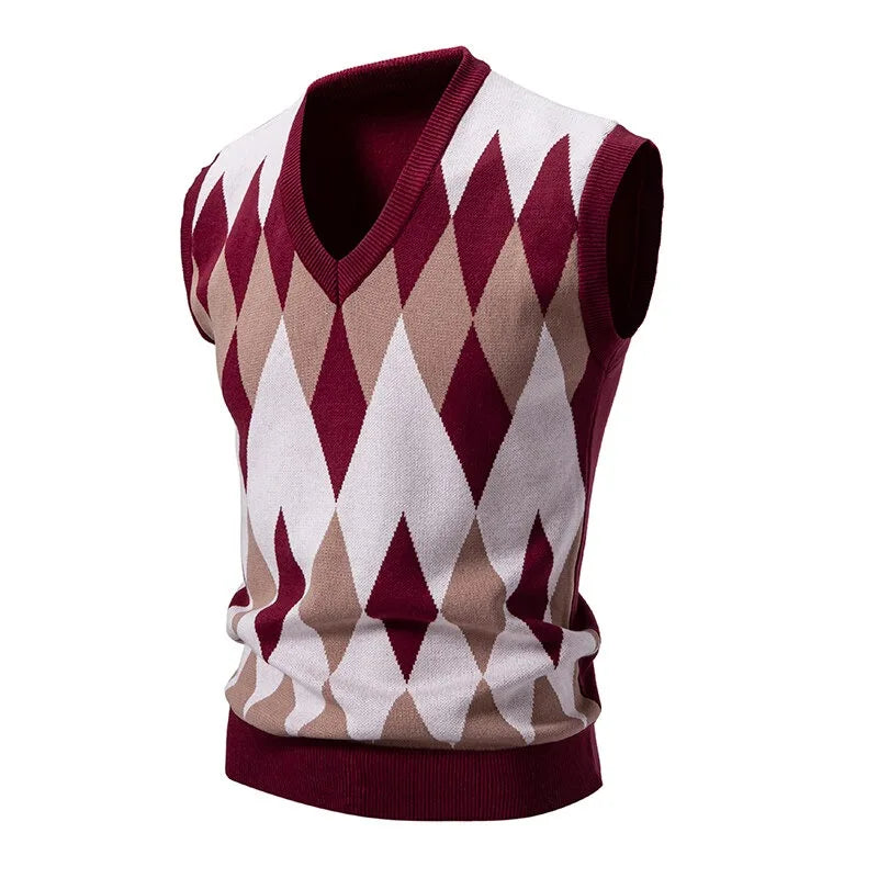 Arden Men's Harlequin argyle knit vest