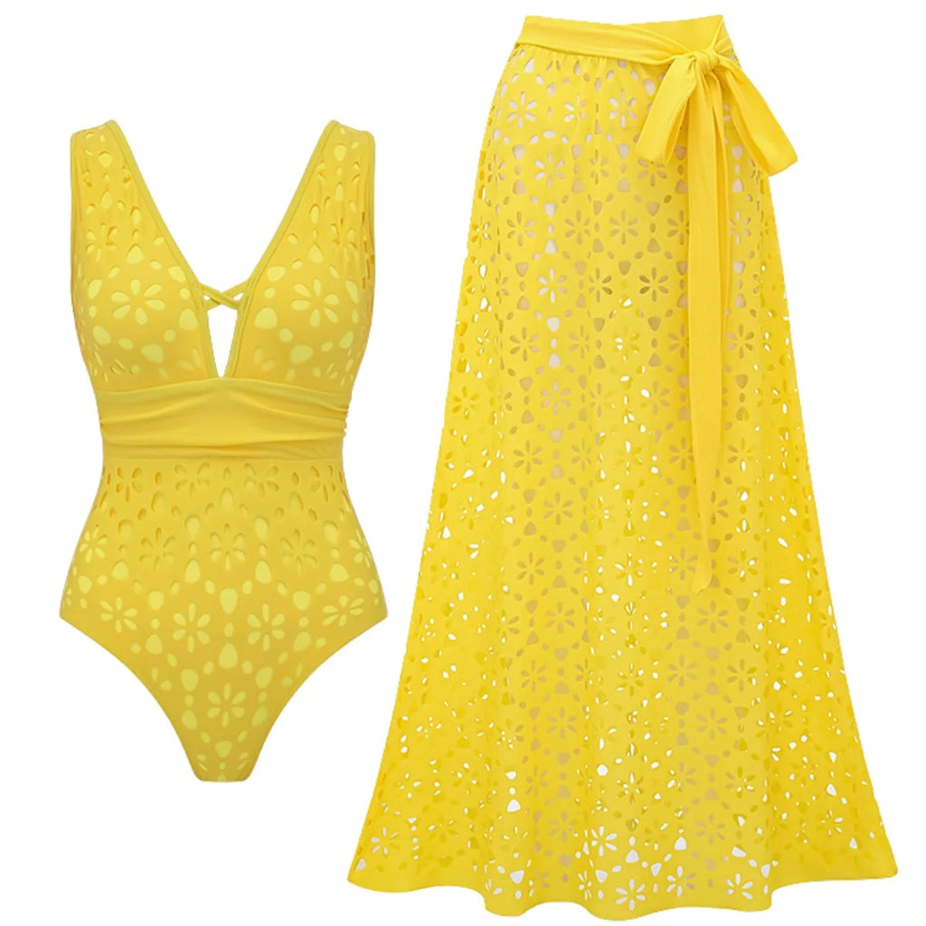 Sonlae Women's 2 Pc broderie anglaise swimwear set