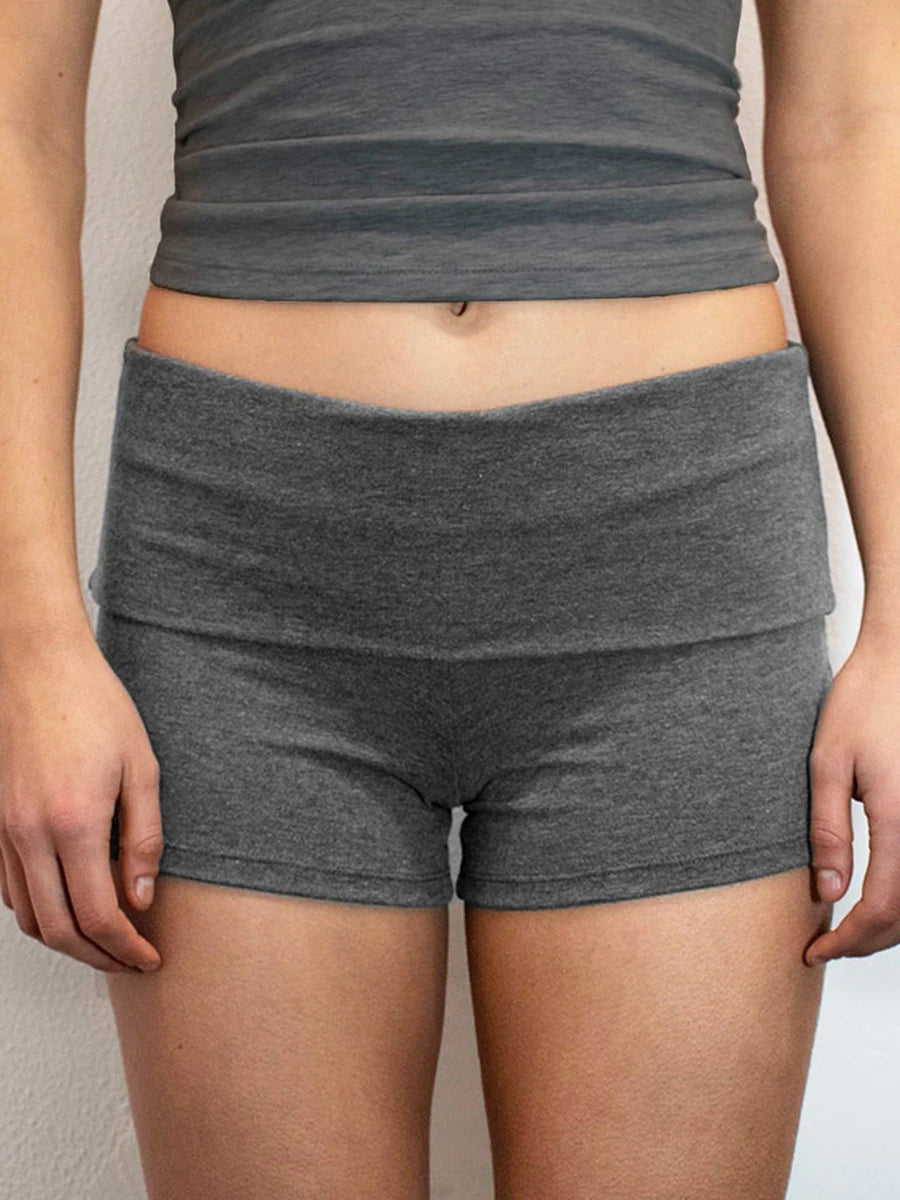Lomi3 Women's Y2K solid folded lounge shorts