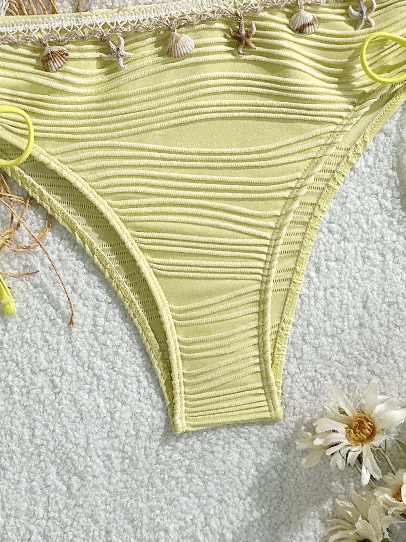 Sonlae Women's 2 Pc strapless wavy swimwear set with seashell trim