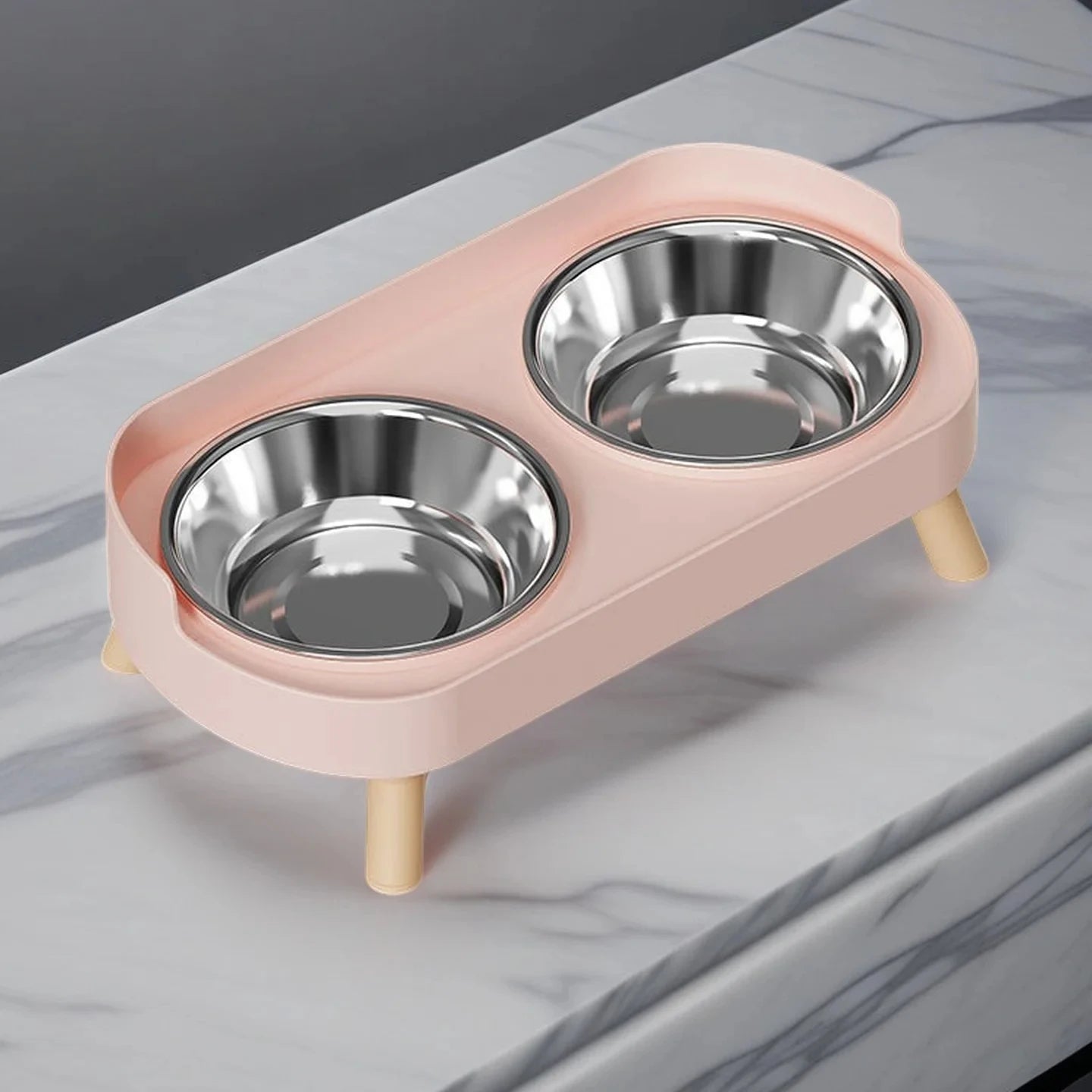 Nomu elevated steel double sided solid pet bowl