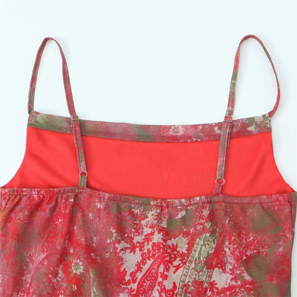 Sorelle Women's slanted lettuce hem mesh dress