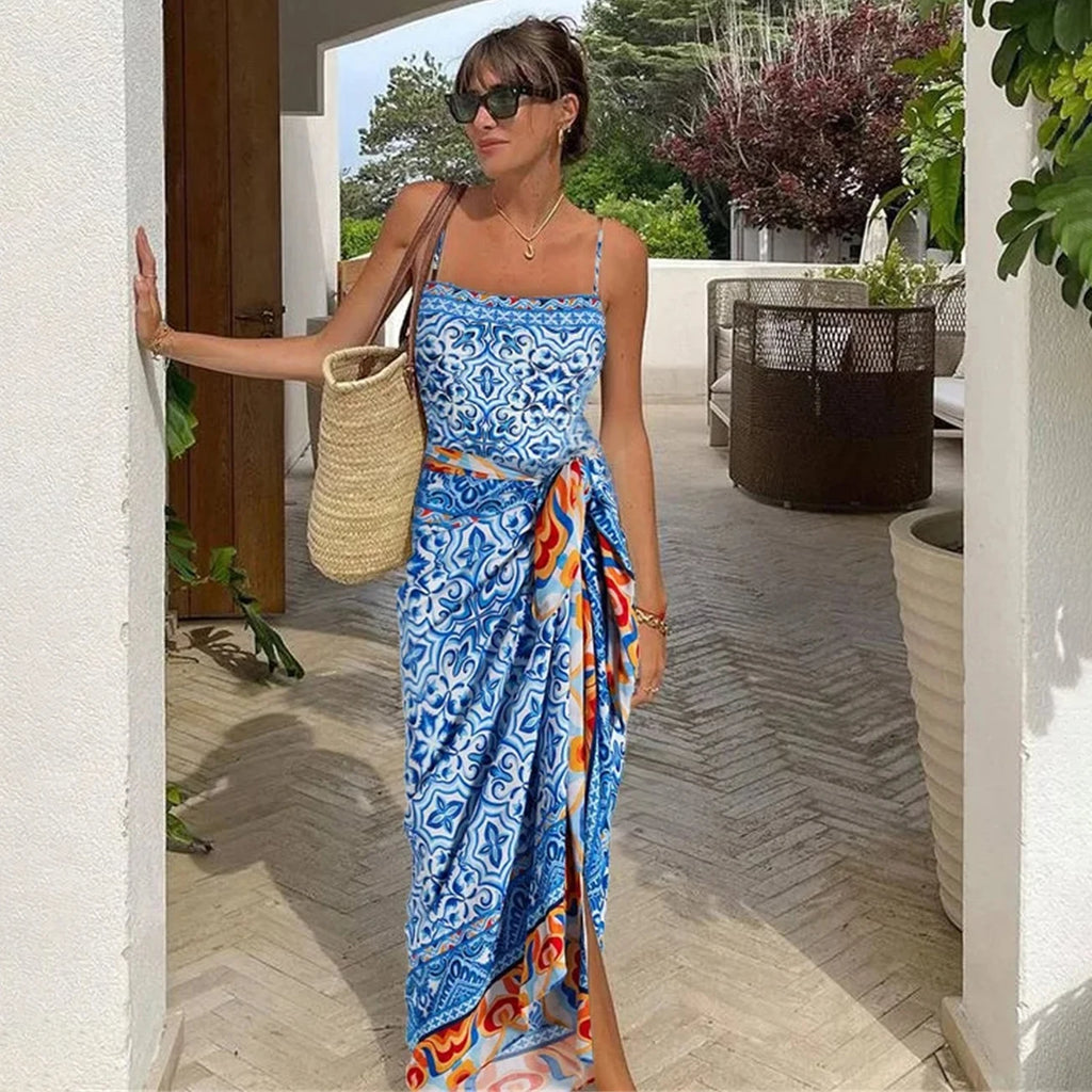 Sonlae Women's 2 Pc full coverage multi print swimwear set