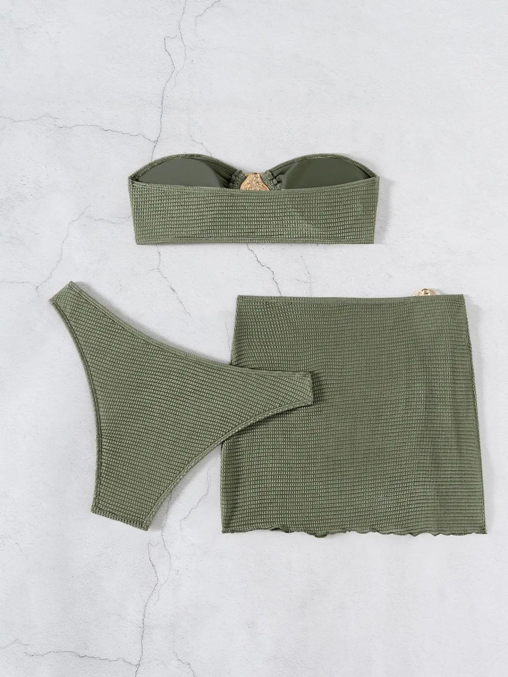 Sonlae Women's 3 Pc strapless woven swimwear set