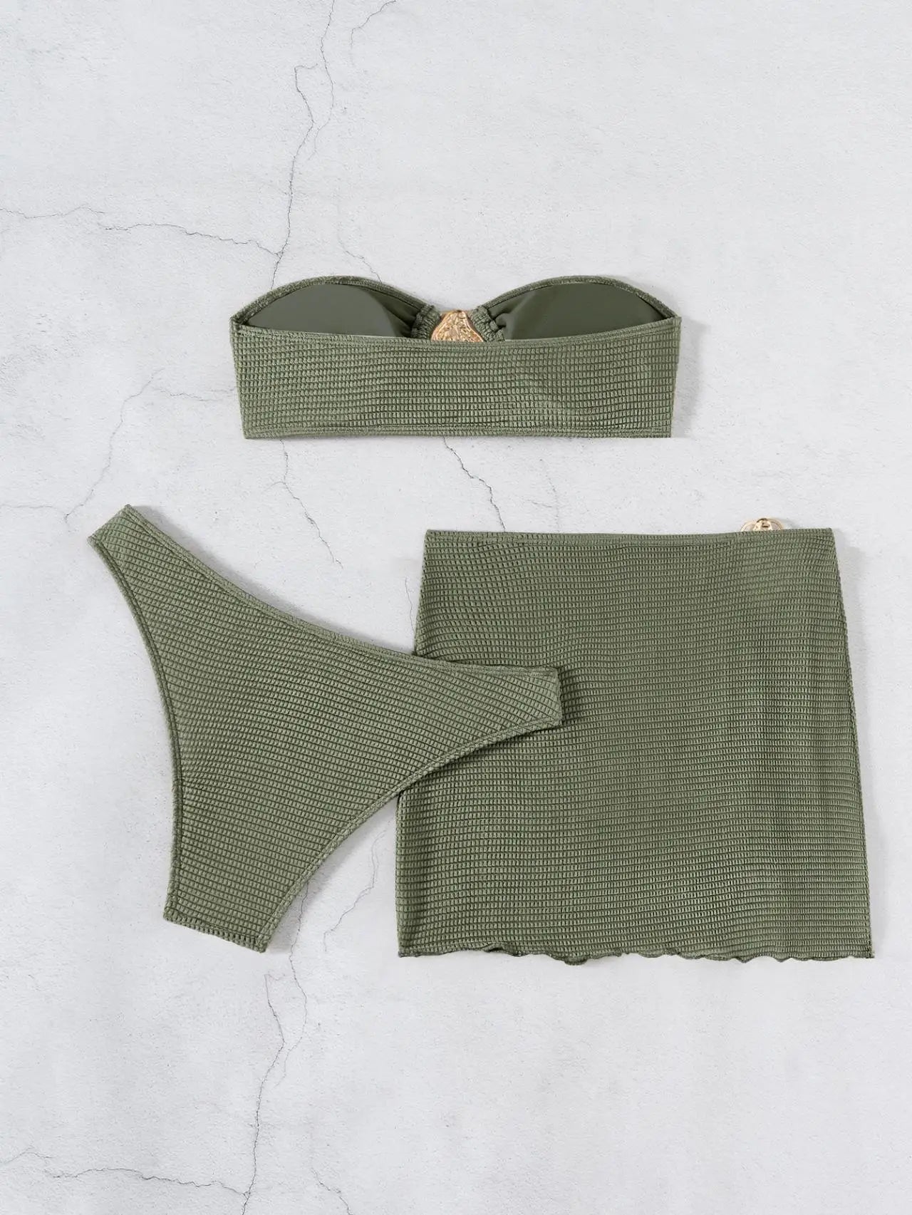 Sonlae Women's 3 Pc strapless woven swimwear set