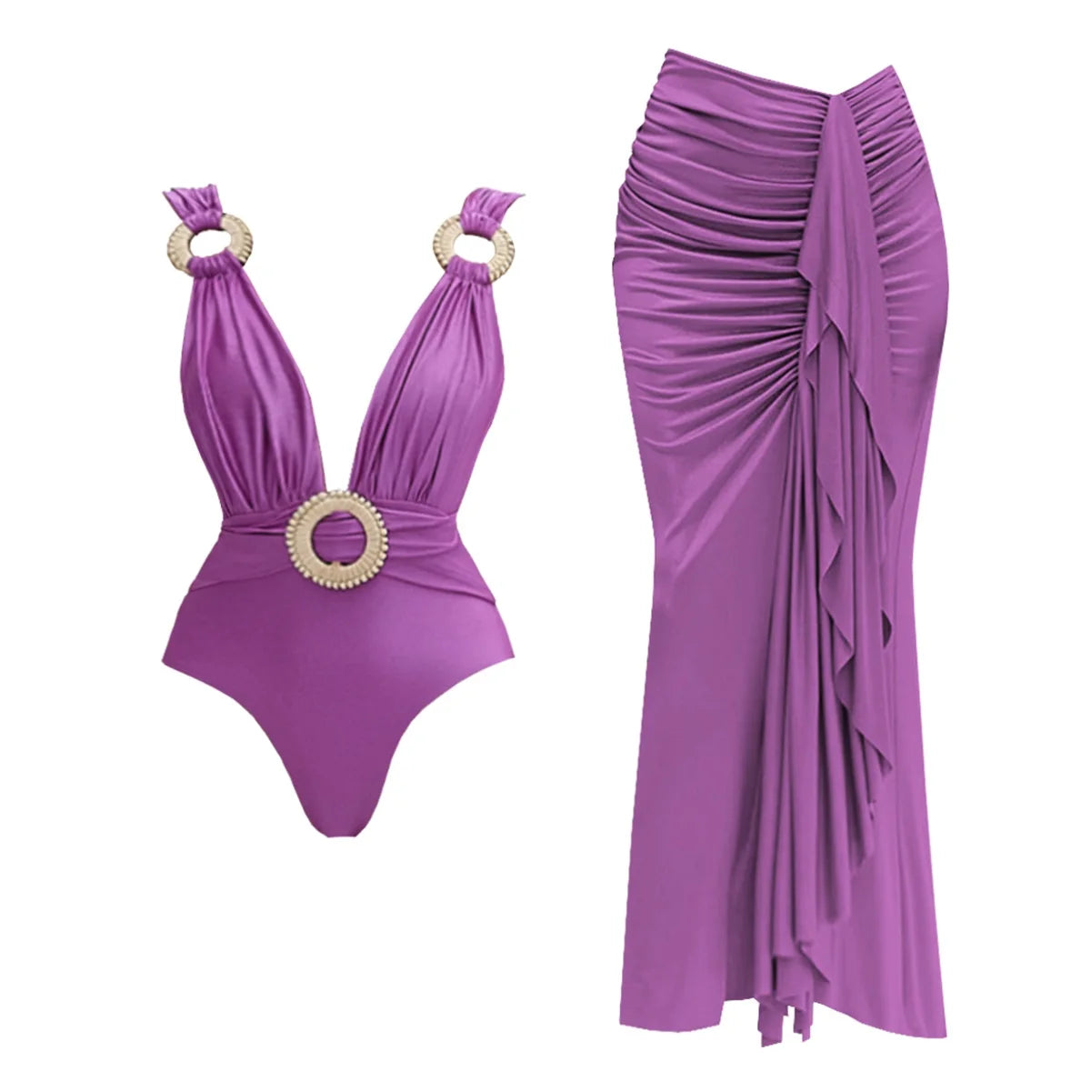 Sonlae Women's 2 Pc ruched swimwear set