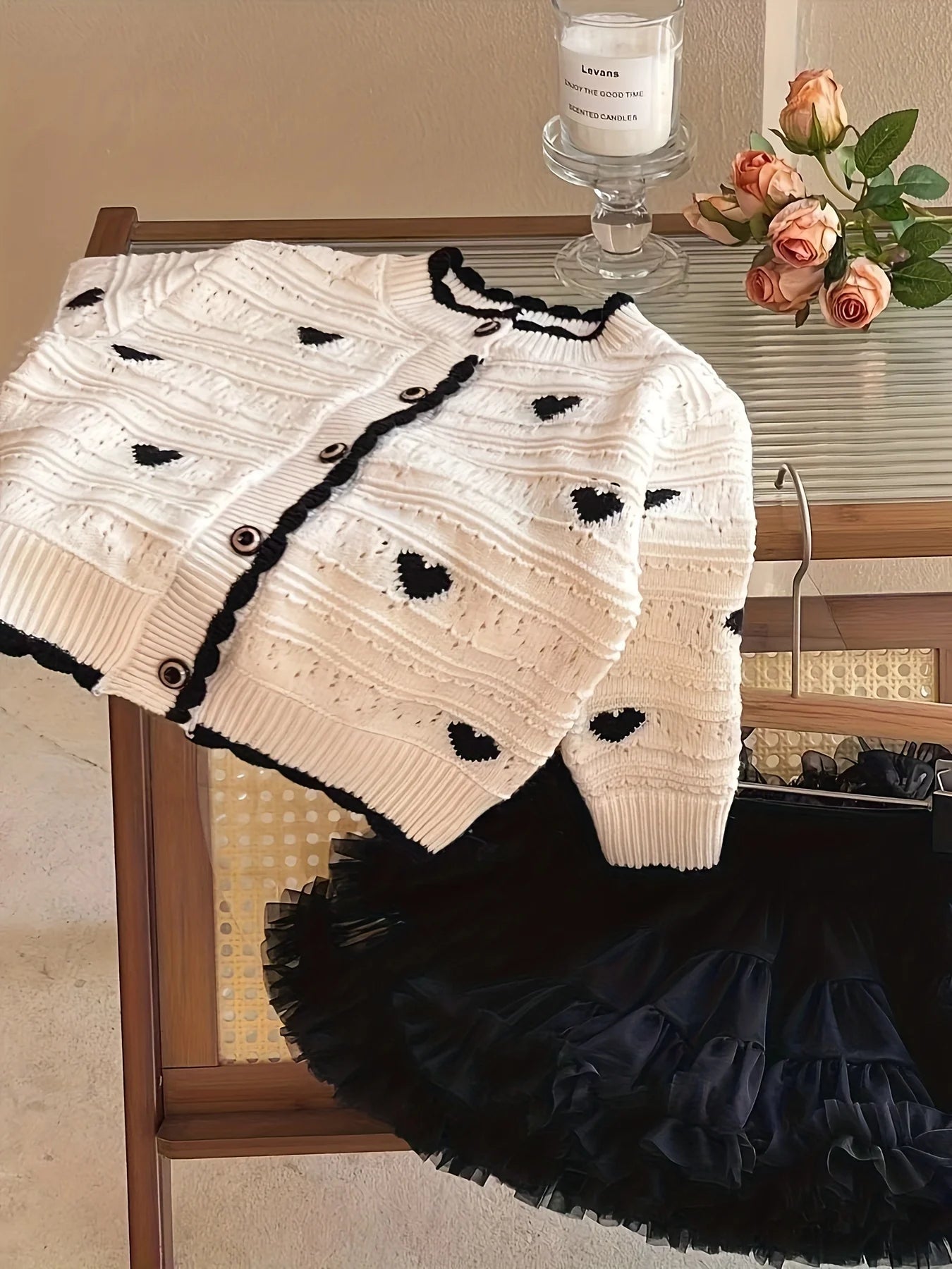 Vello Girl's heart knit cardigan