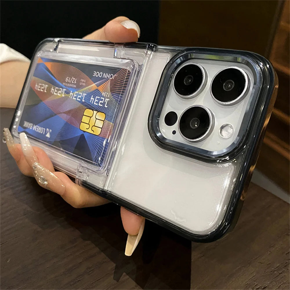 Nexa chrome trim transparent wallet iPhone case