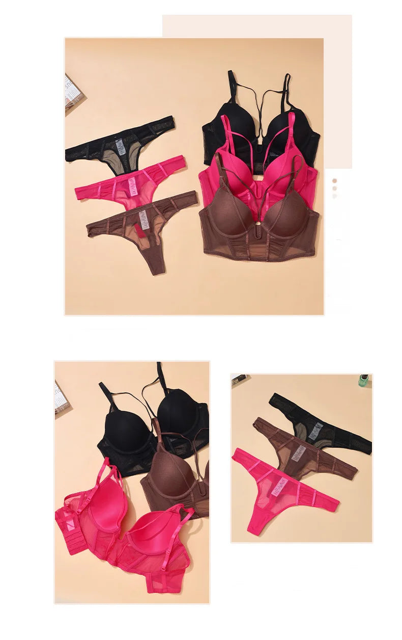 Sorelle Women's 2 Pc sheer bustier lingerie set