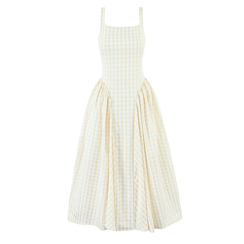 Sorelle Women's plaid A-line corset back flare dress