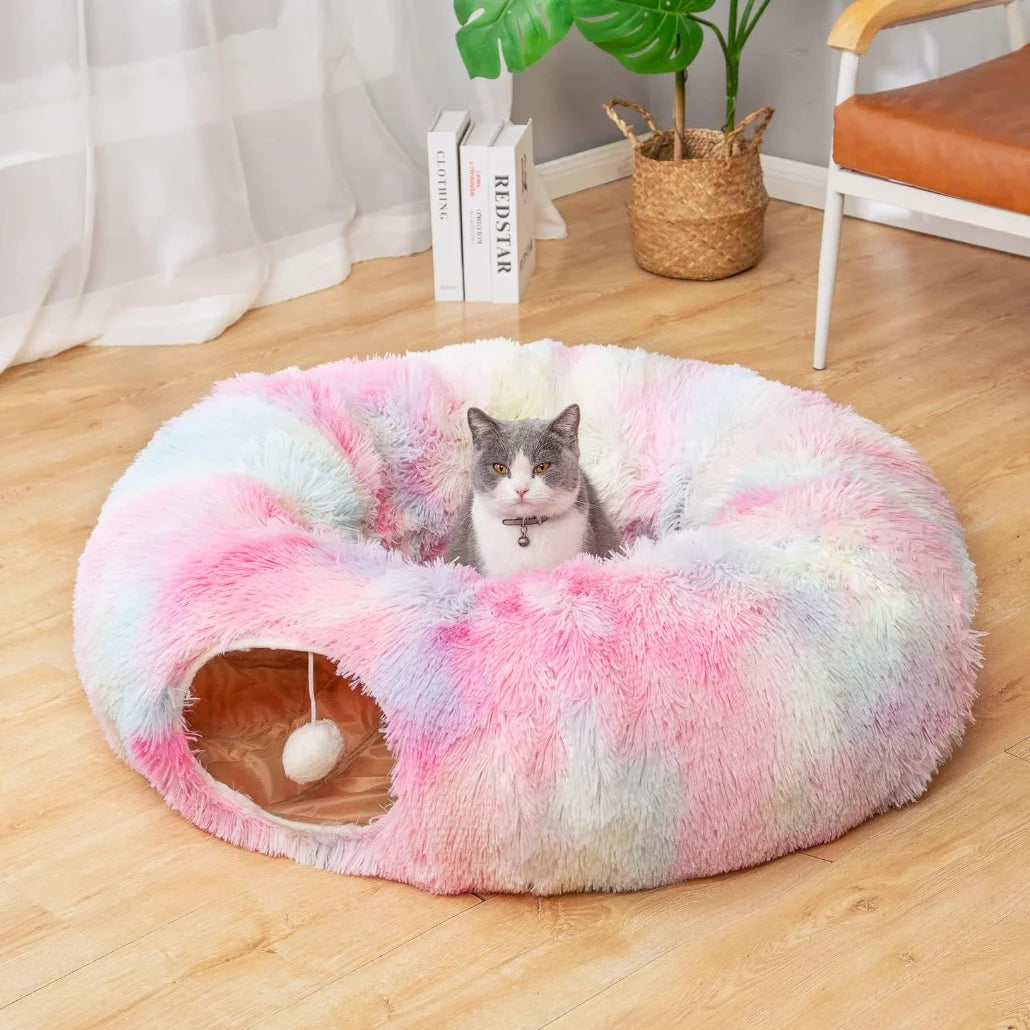 Nomu 2-in-1 plush cat Tunnel bed