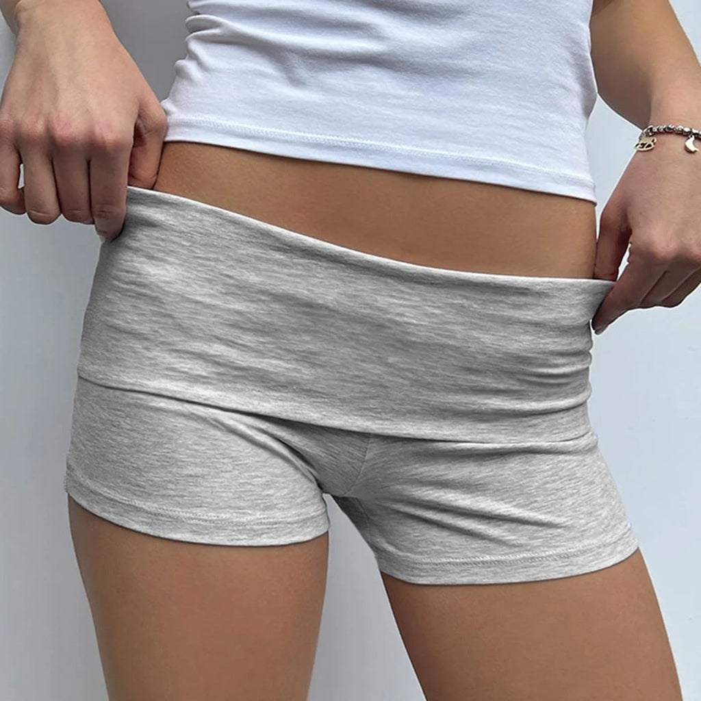 Lomi3 Women's Y2K solid folded lounge shorts
