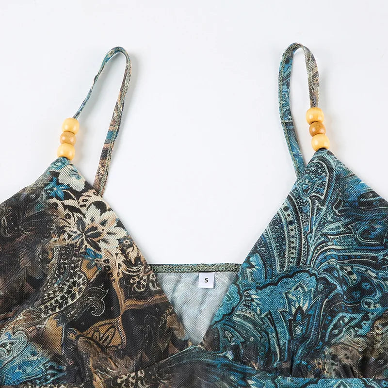 Lomi3 Women's Y2K paisley flare cami