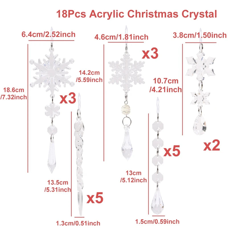 Hollyco Christmas 18 Pc acrylic crystal ornaments