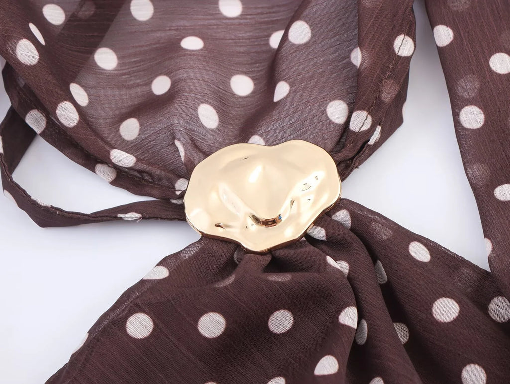 Sorelle Women's polka dot low back halter tie top