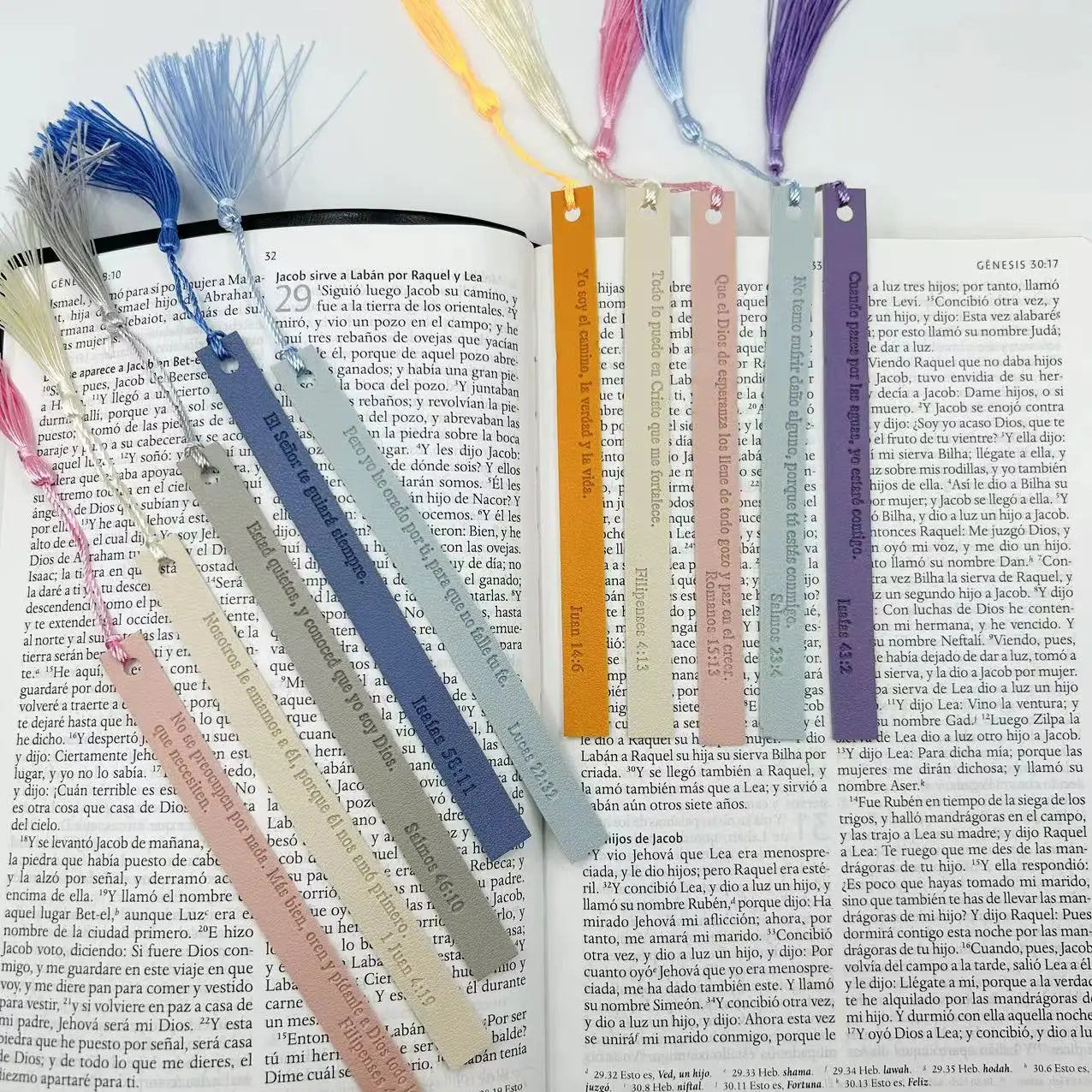 Eterna 10 Pc Spanish leather bible bookmarks with tassels