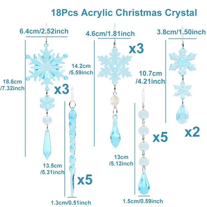 Hollyco Christmas 18 Pc acrylic crystal ornaments