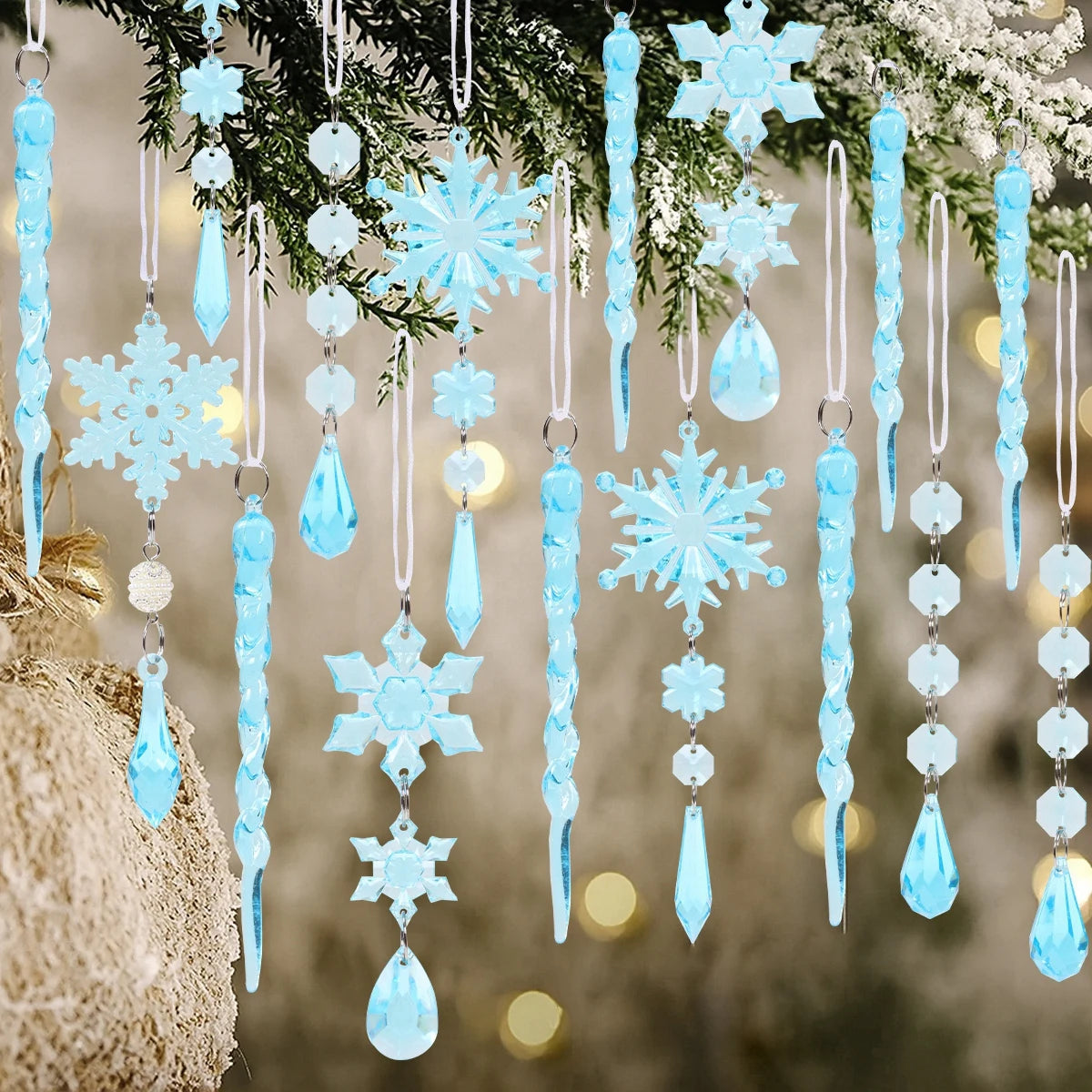 Hollyco Christmas 18 Pc acrylic crystal ornaments