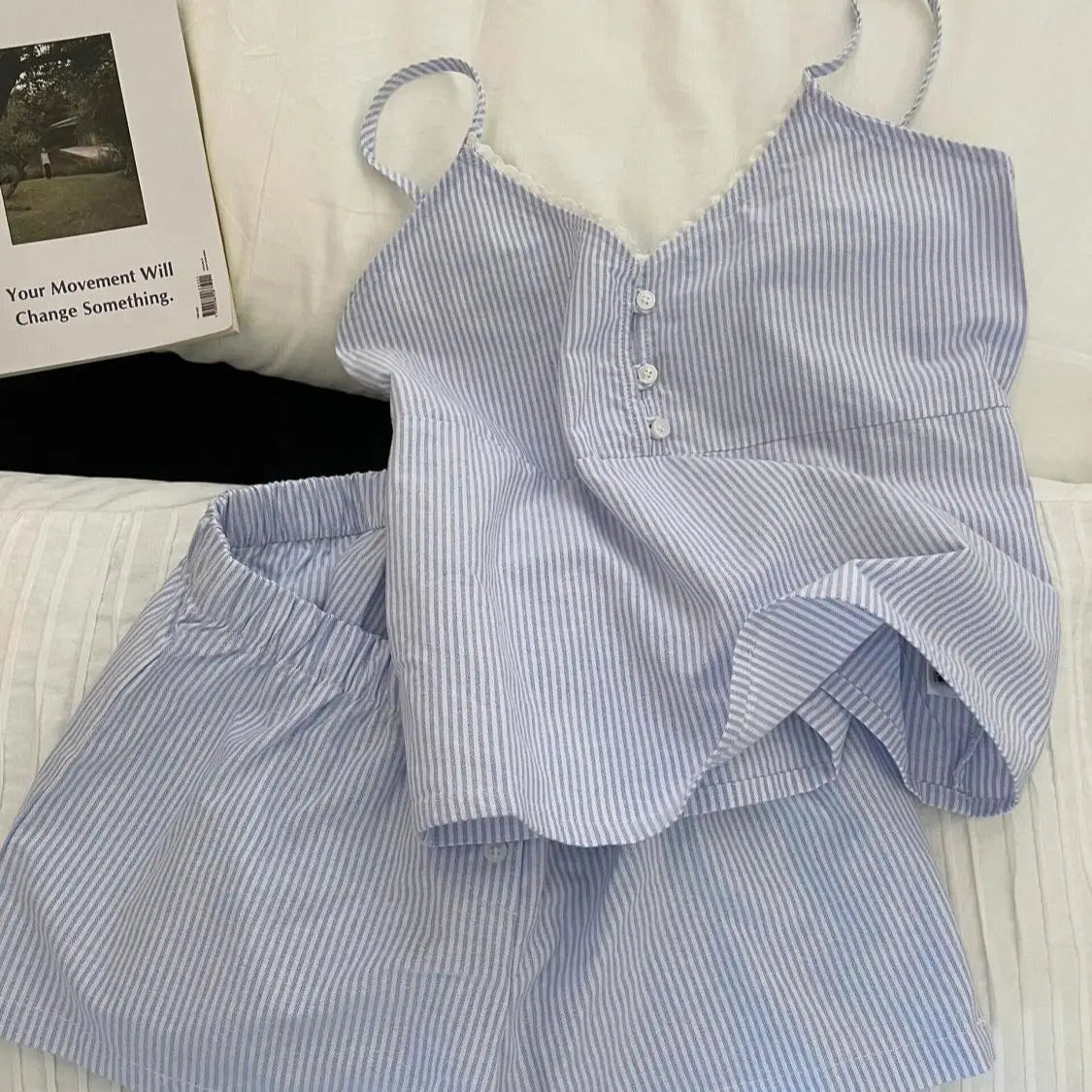 Sorelle Women's coquette 2 Pc striped pajama set