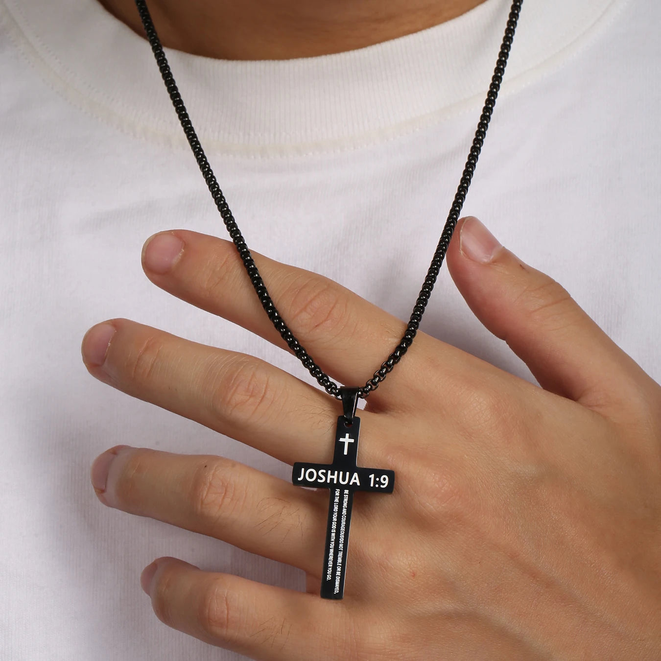 Valor Men's cross x scripture necklace