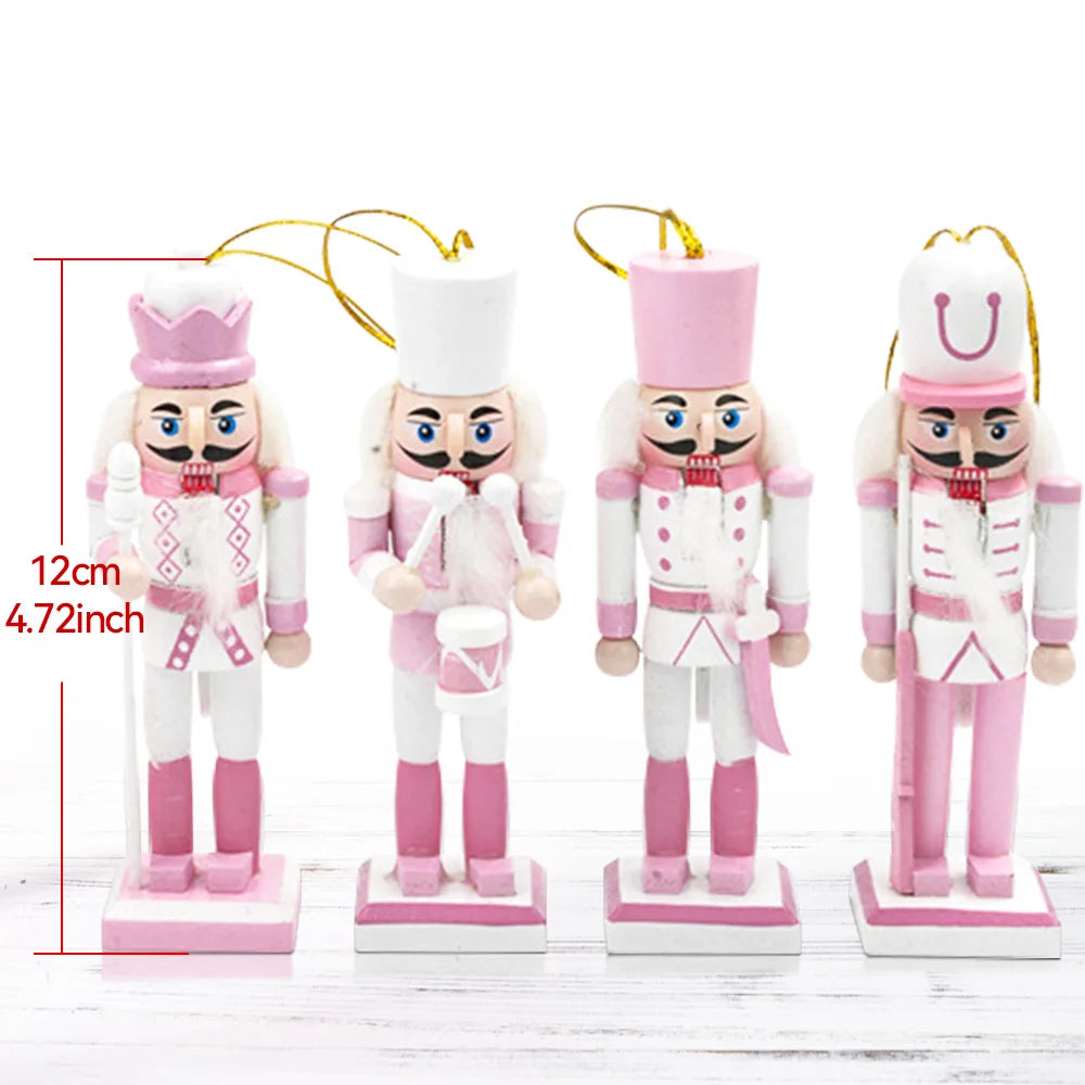 Hollyco Christmas 6 Pc pink nutcracker ornament set