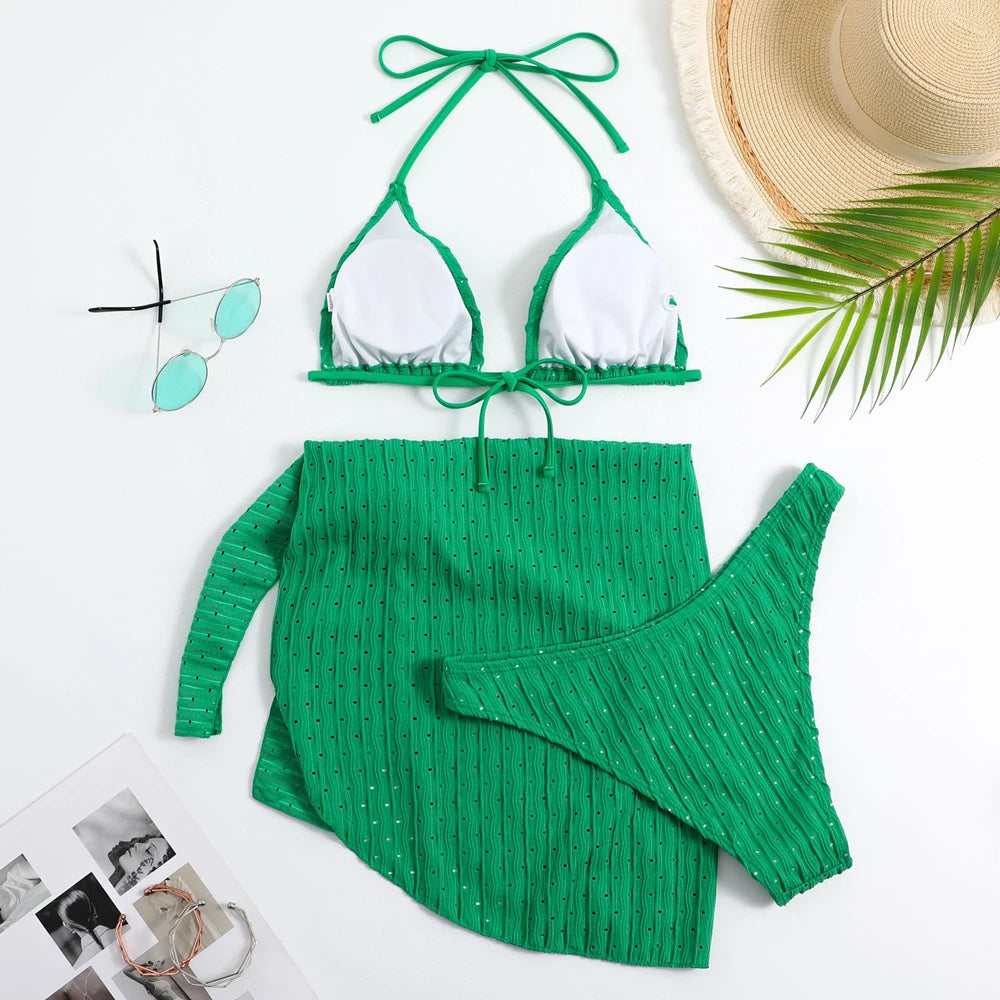 Sonlae Women's 3 Pc ribbed swimwear set