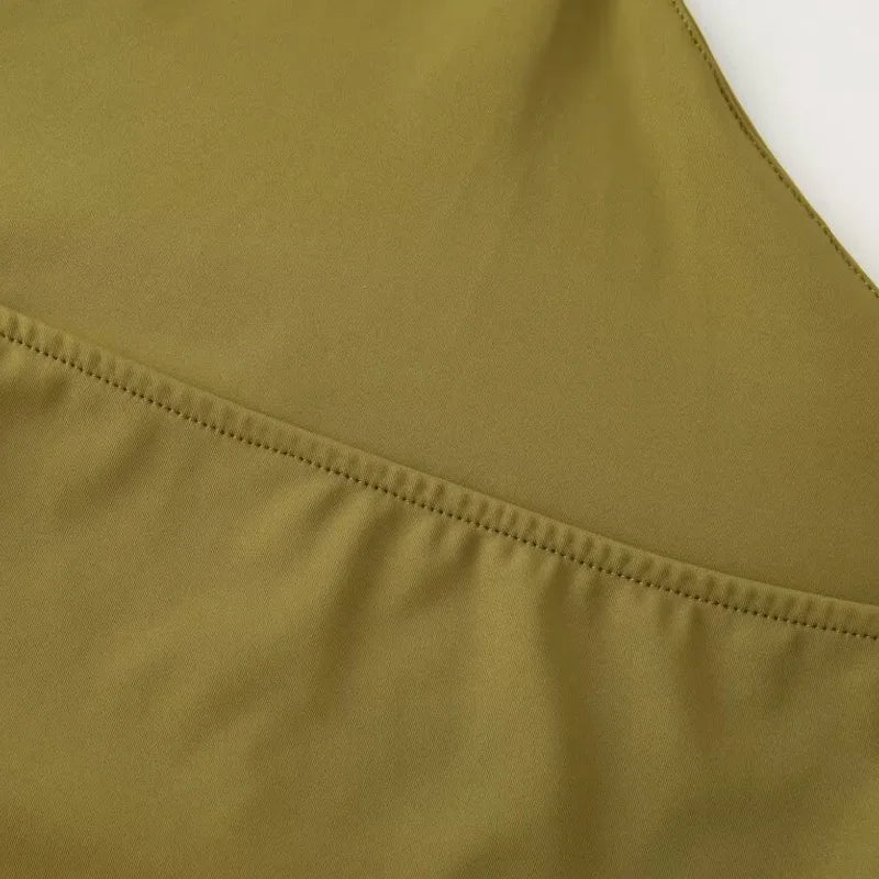 Sorelle Women's solid nylon low back halter top