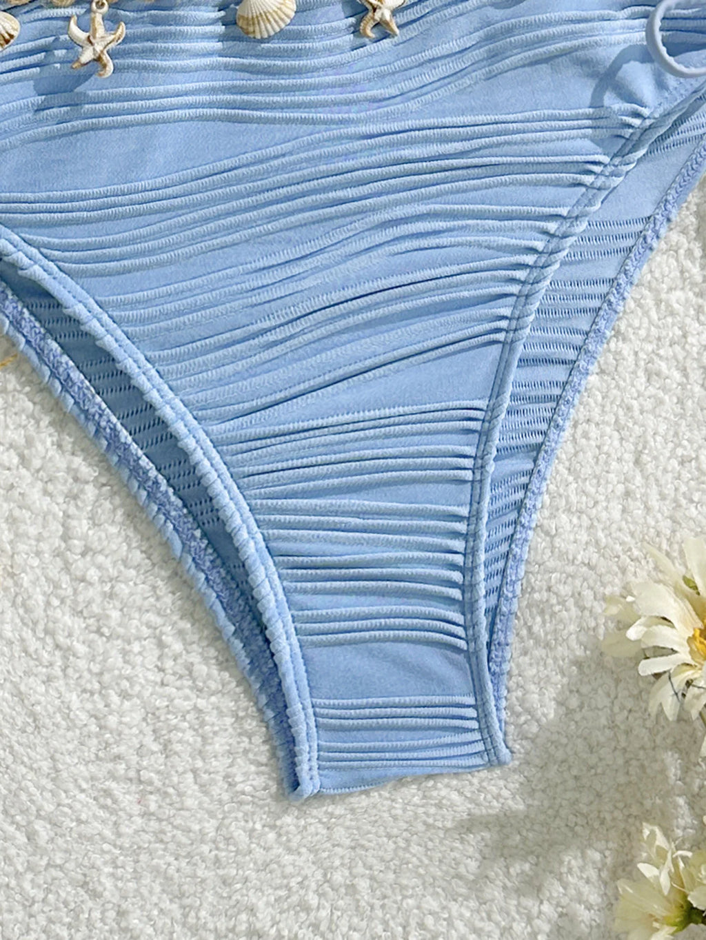 Sonlae Women's 2 Pc strapless wavy swimwear set with seashell trim