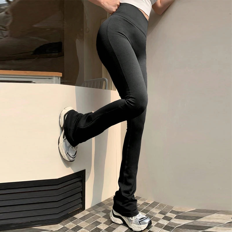 Luxa Women's high waisted flare fitness pants